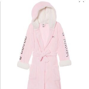 PINK Victoria's Secret Light Pink Hooded Robe with sequins